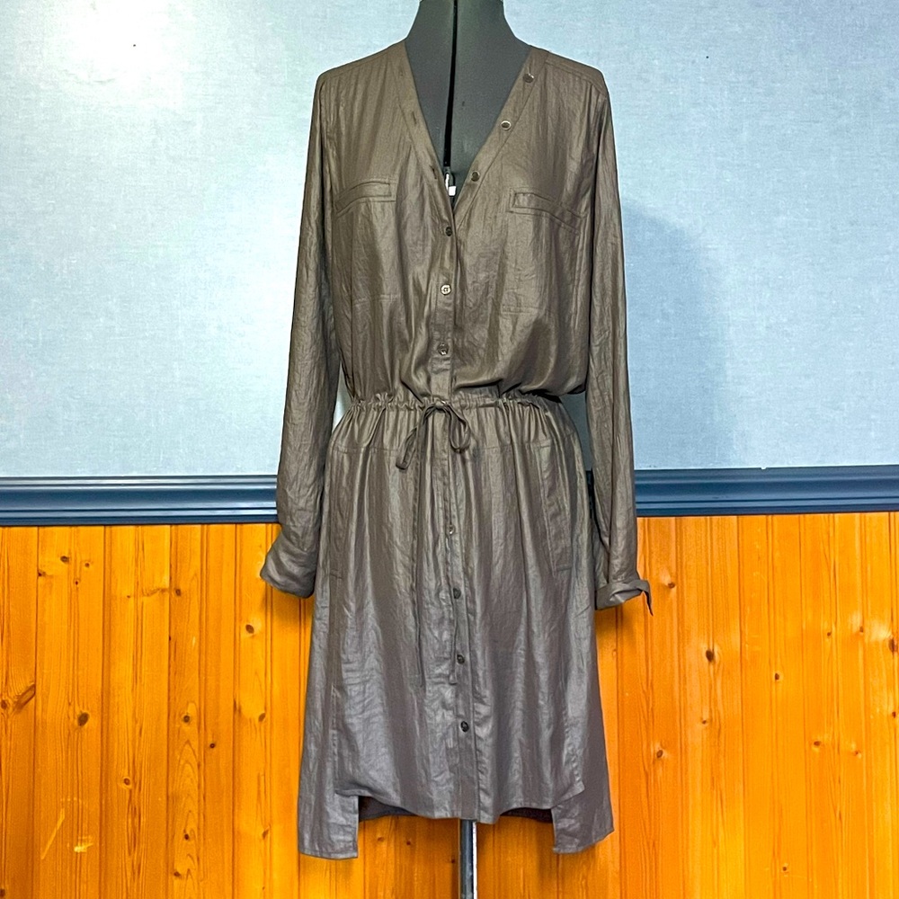 BCBGMaxAzria Olive Green Button-Front Swim Coverup